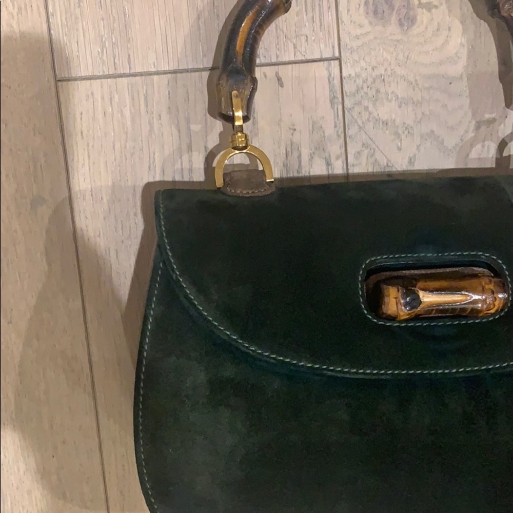 Gucci forest green suede VINTAGE Gucci purse